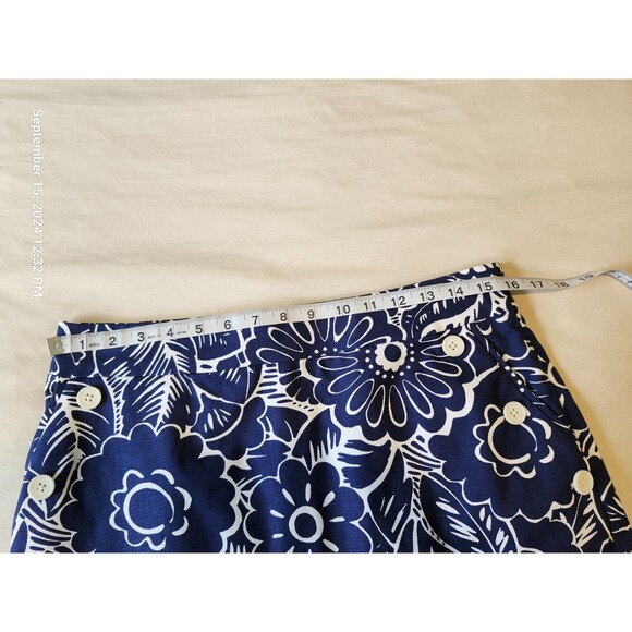 Talbots 8 P Navy White Floral Skirt Cotton Stretch Nautical Mod Preppy NWOT - Picture 4 of 6